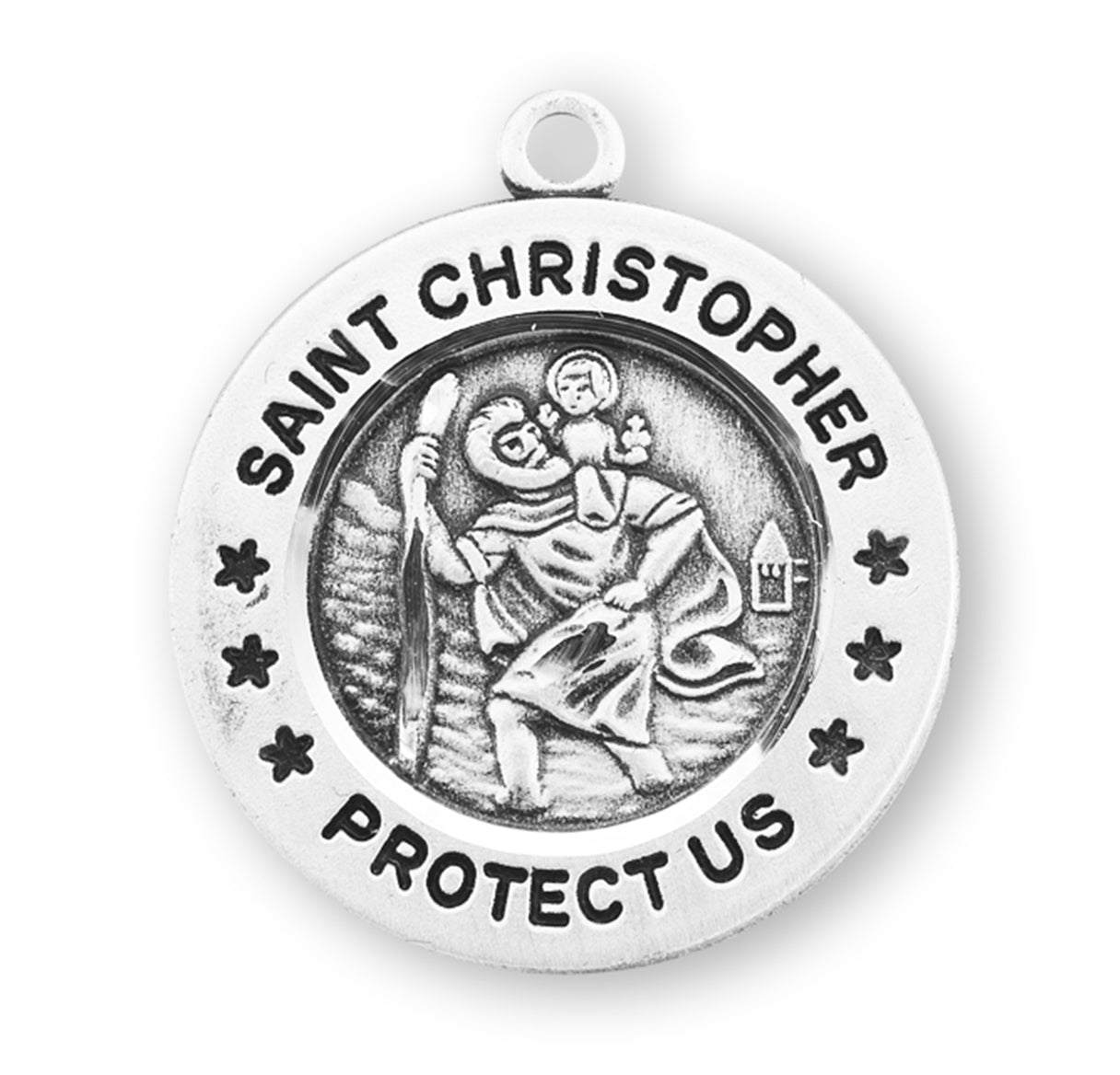 Sterling Silver Small Round St. Christopher 24" Ch-Bxd