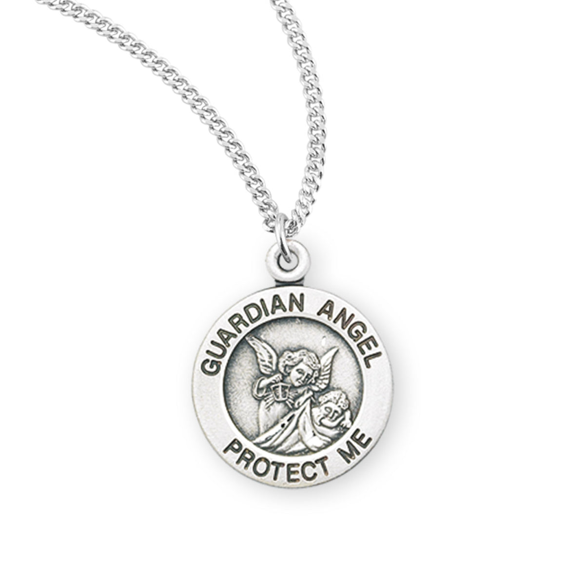 Guardian Angel Round Sterling Silver Medal — HMH Religious