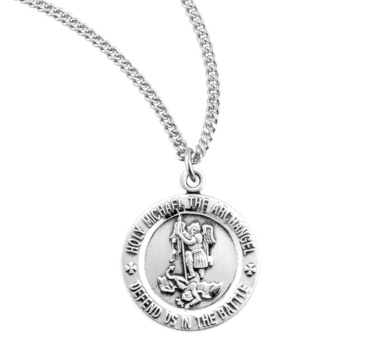 Sterling Silver Tiny St. Michael Medal 24" Ch-Bxd