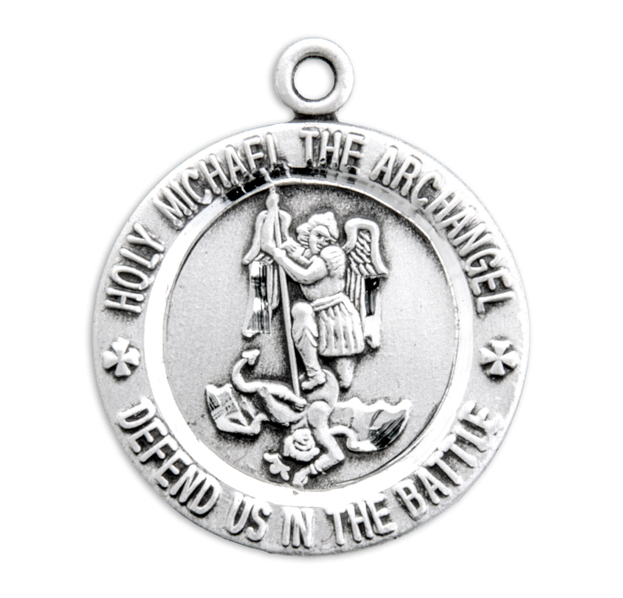 Sterling Silver Tiny St. Michael Medal 24" Ch-Bxd