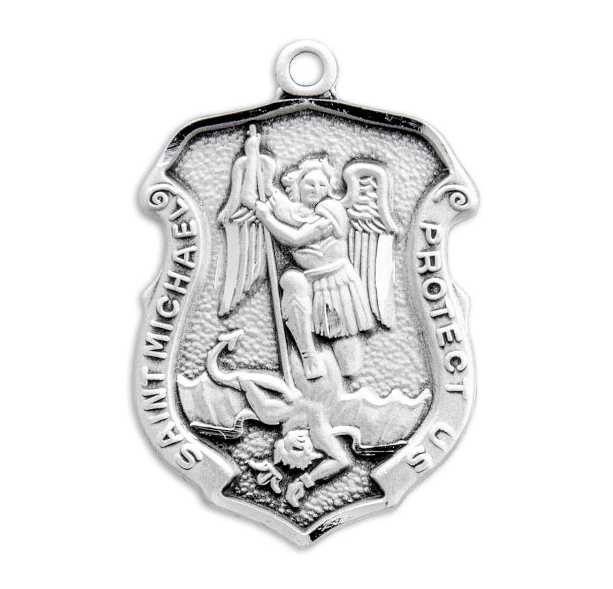 Sterling Silver Small St. Michael Shield 24" Ch-Bxd