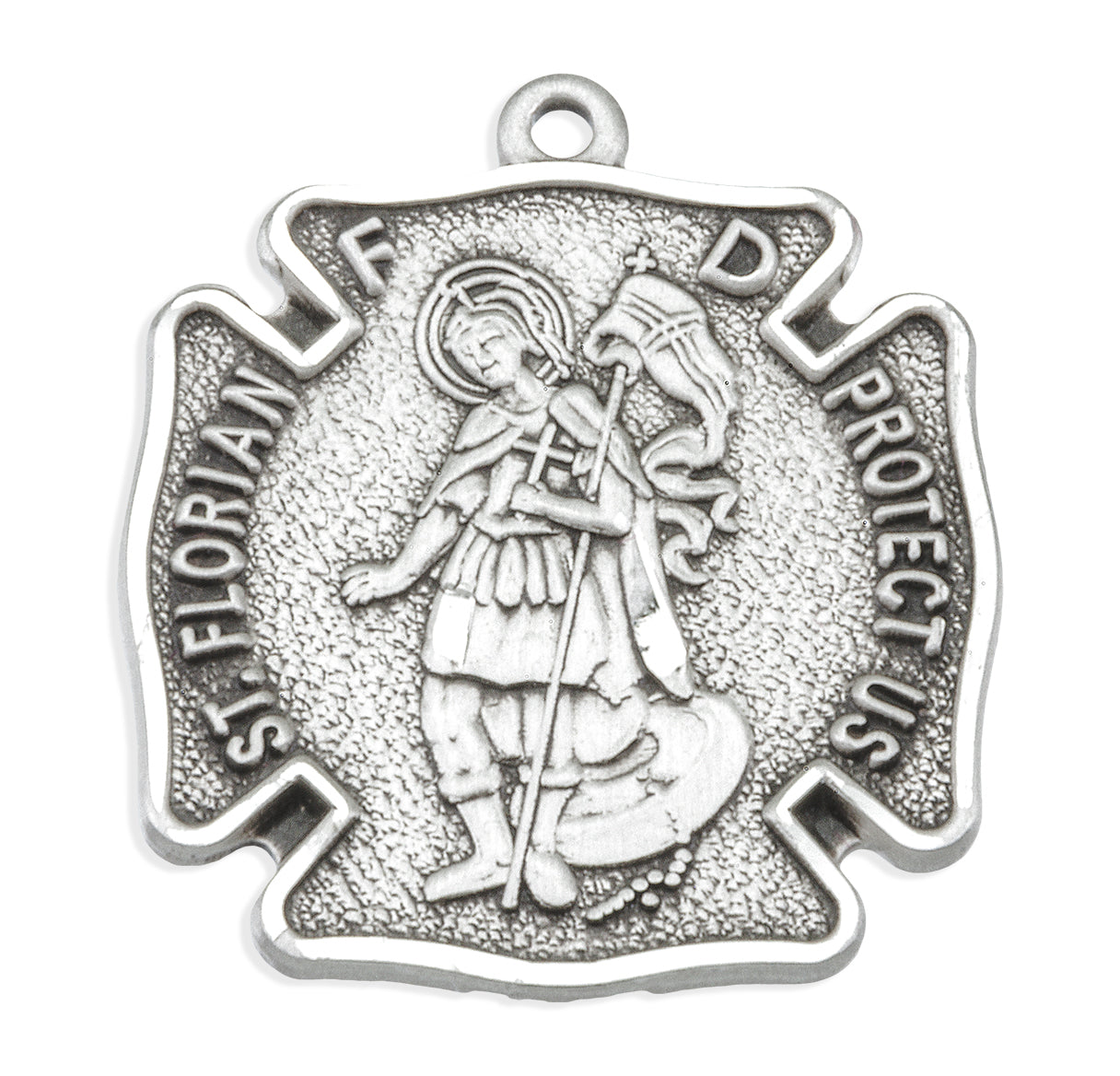 Sterling Silver Med St Florian Medal-18" Ch-Bxd