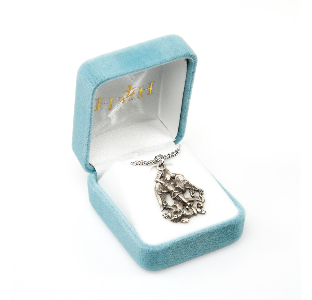 Sterling Silver St. Michael Medal 18" Ch-Bxd