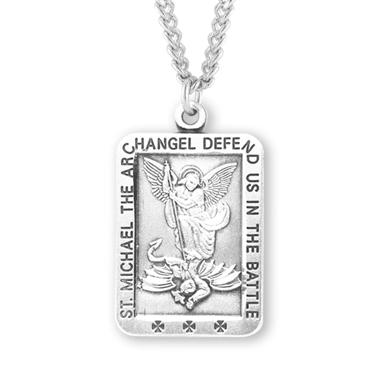 Saint Michael Rectangle Sterling Silver Medal
