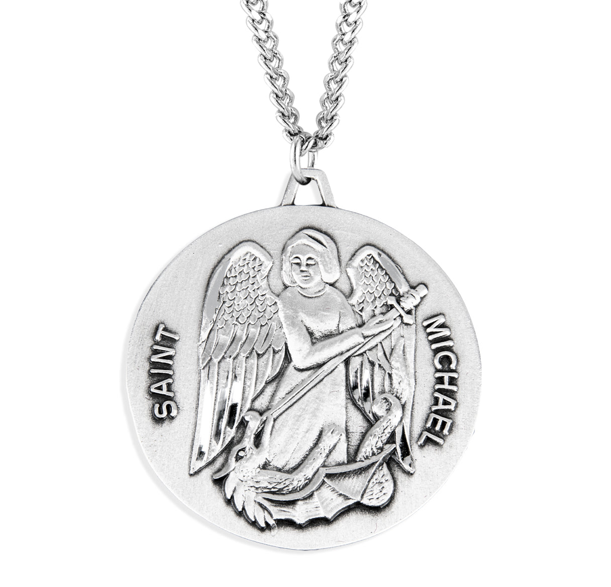 Saint Michael Round Sterling Silver Medal