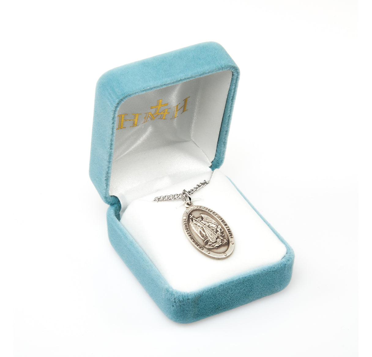 Saint Michael Archangel Oval Sterling Silver Medal