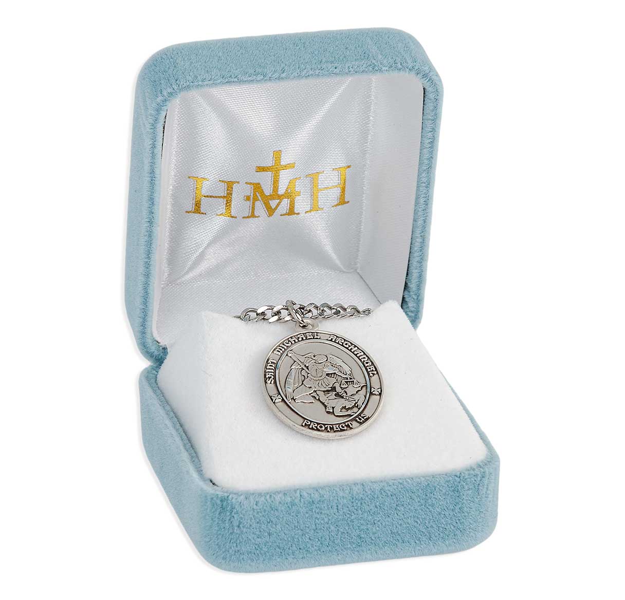 Sterling Silver St. Michael Achangel Oval Medal 1-1/8"-24"