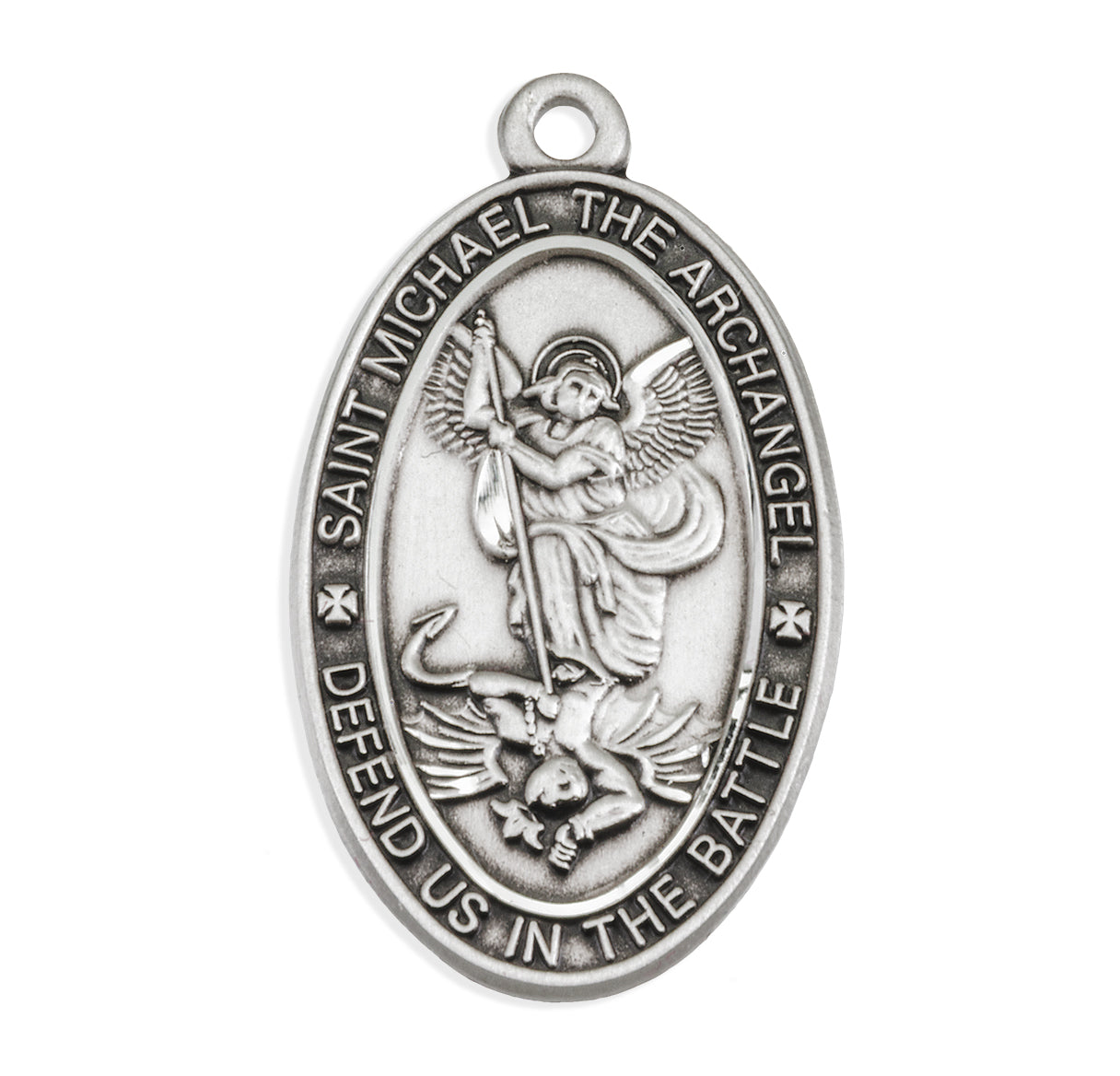 Sterling Silver Oval St Michael 18" Ch-Bxd