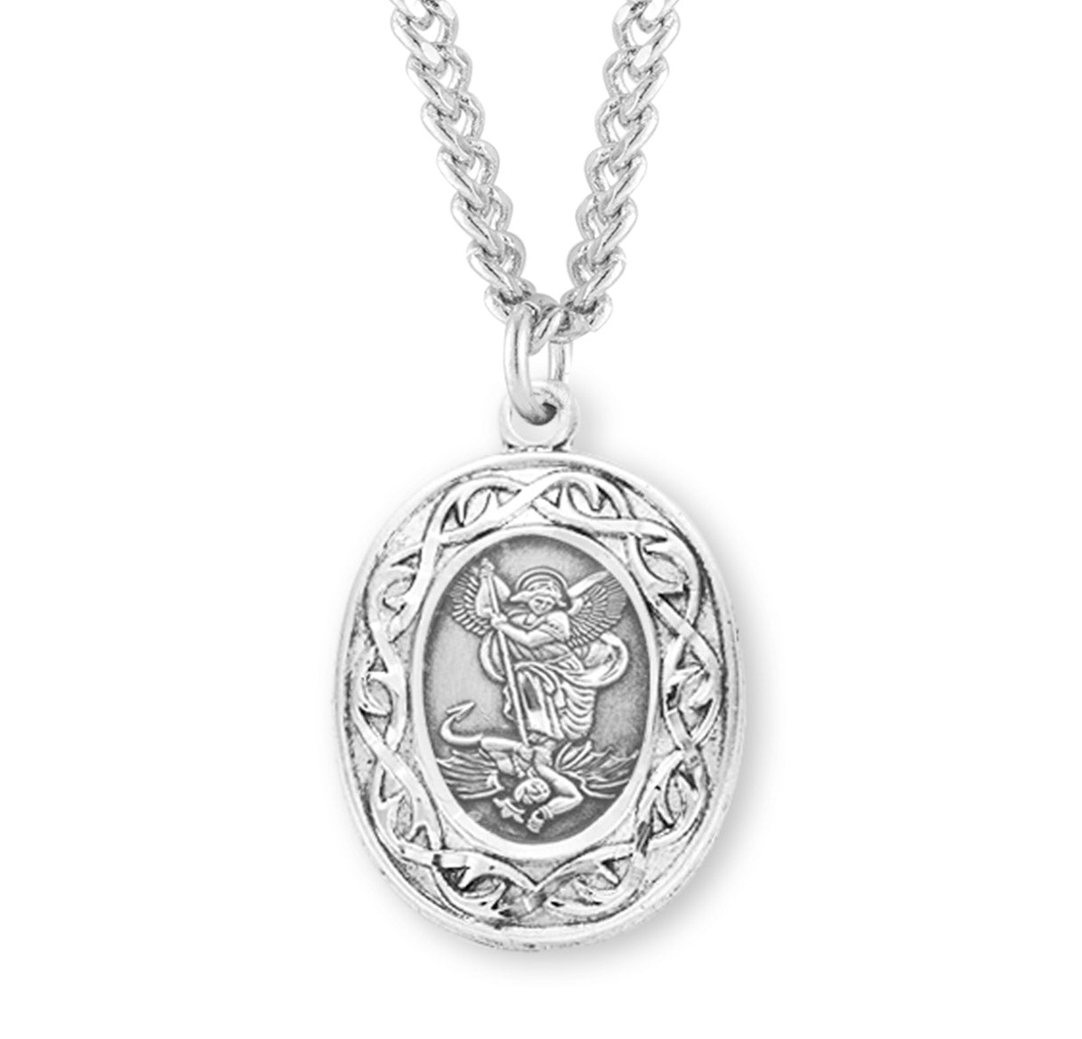 Sterling Silver St. Michael Crown of Thorns 18" Ch-Bxd