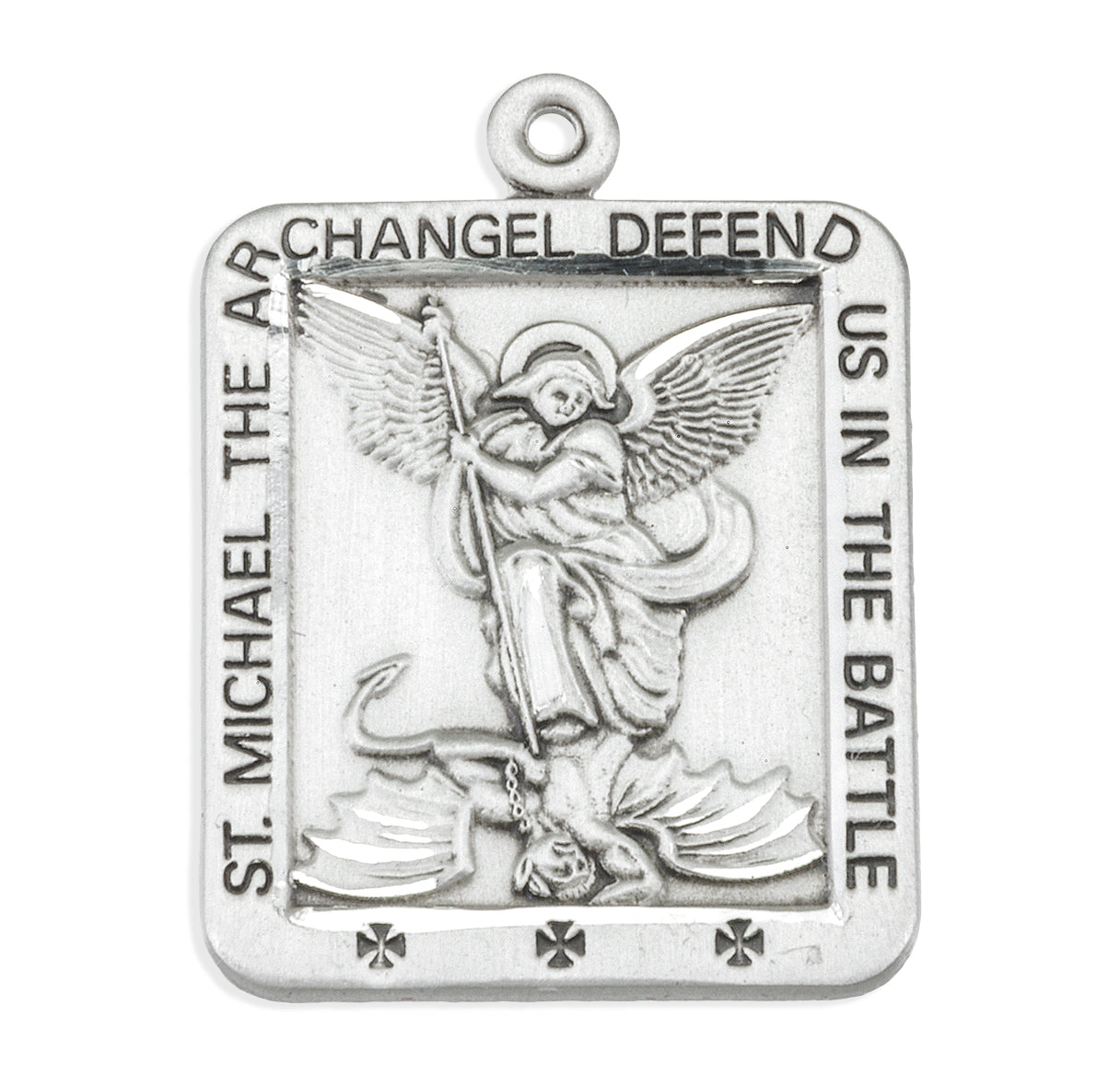 Sterling Silver Med Square St Michael 18" Ch-Bxd