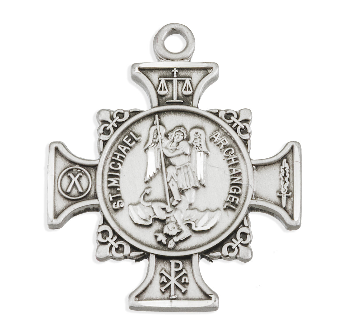 Sterling Silver St Michael Maltese Cross-24" Ch-Bxd