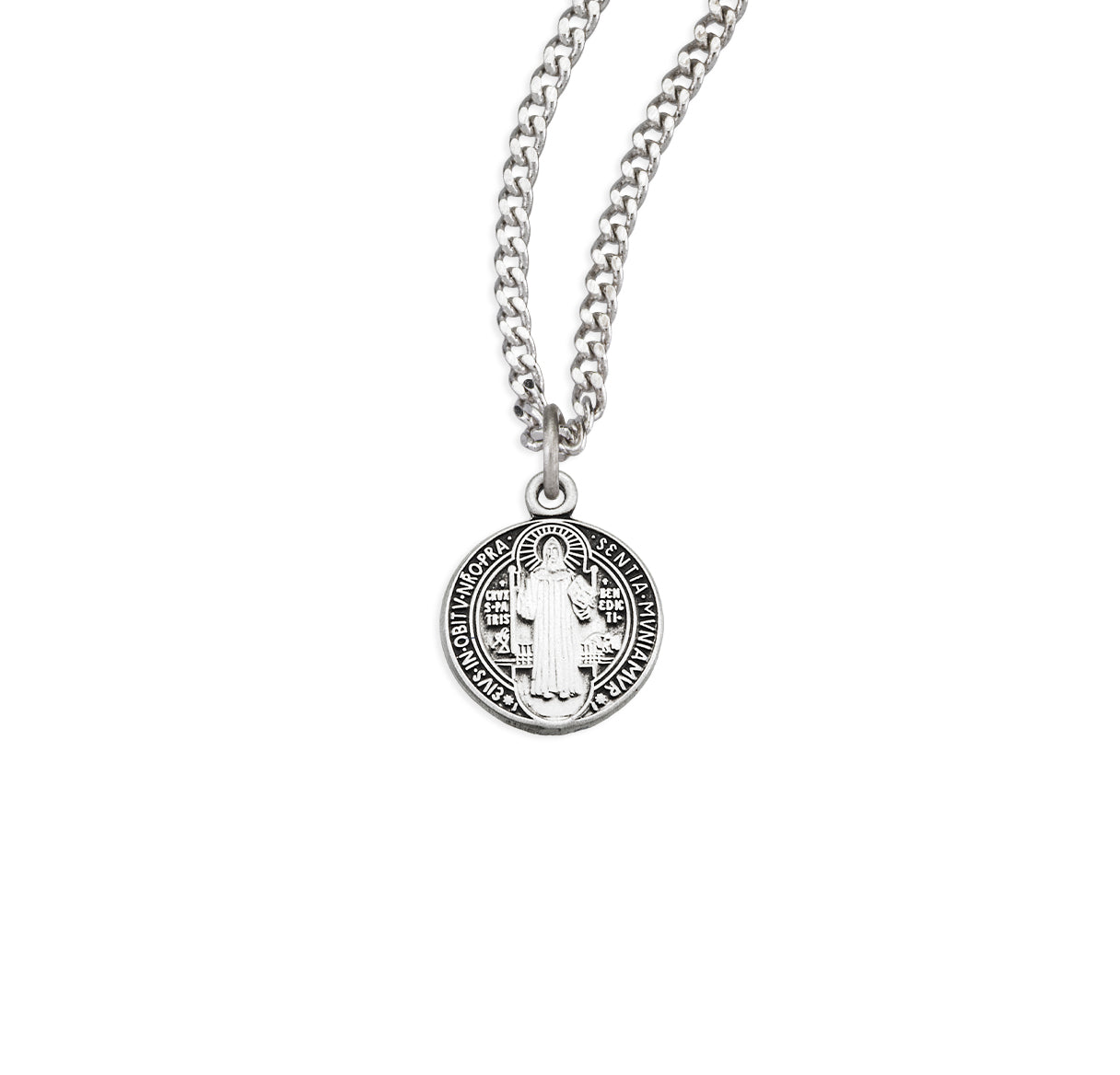 Sterling Silver Tiny Rd St. Benedict 13" Ch-Bxd