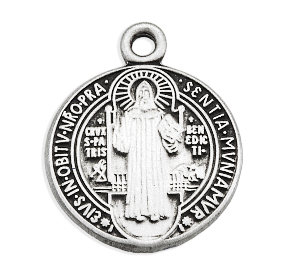 Sterling Silver Tiny Rd St. Benedict 13" Ch-Bxd