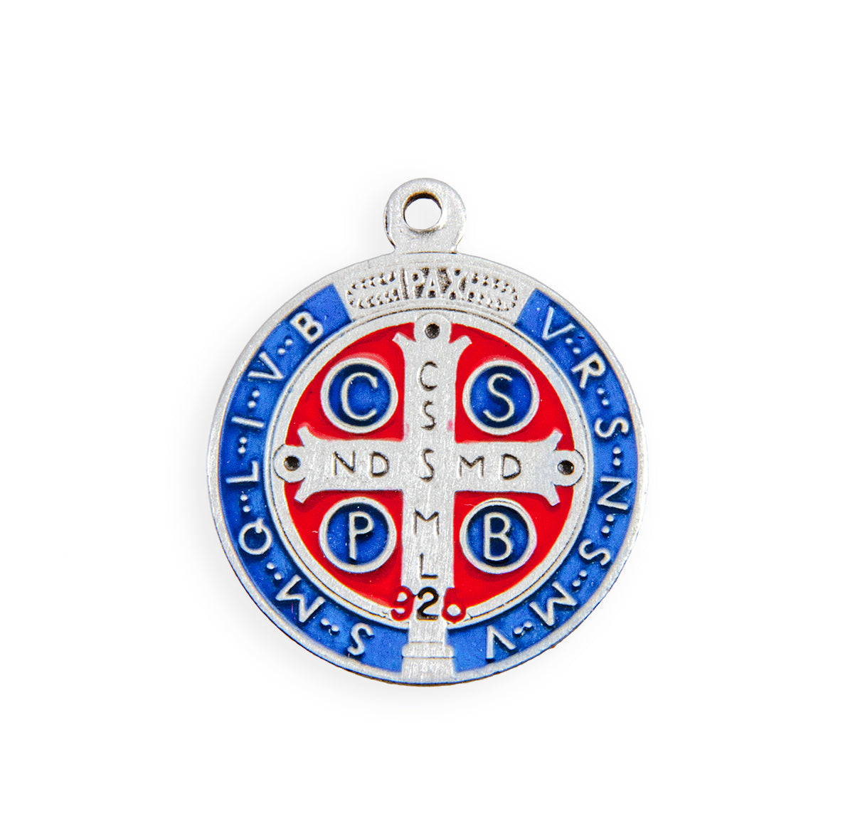 Saint Benedict Round Blue and Red Epoxy Jubilee Sterling Silver Medal