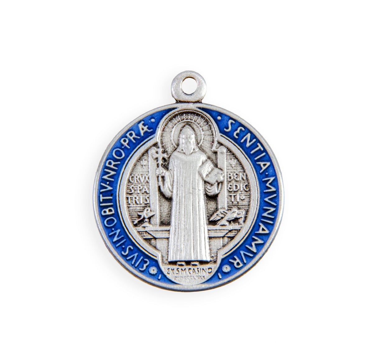 Saint Benedict Round Blue and Red Epoxy Jubilee Sterling Silver Medal
