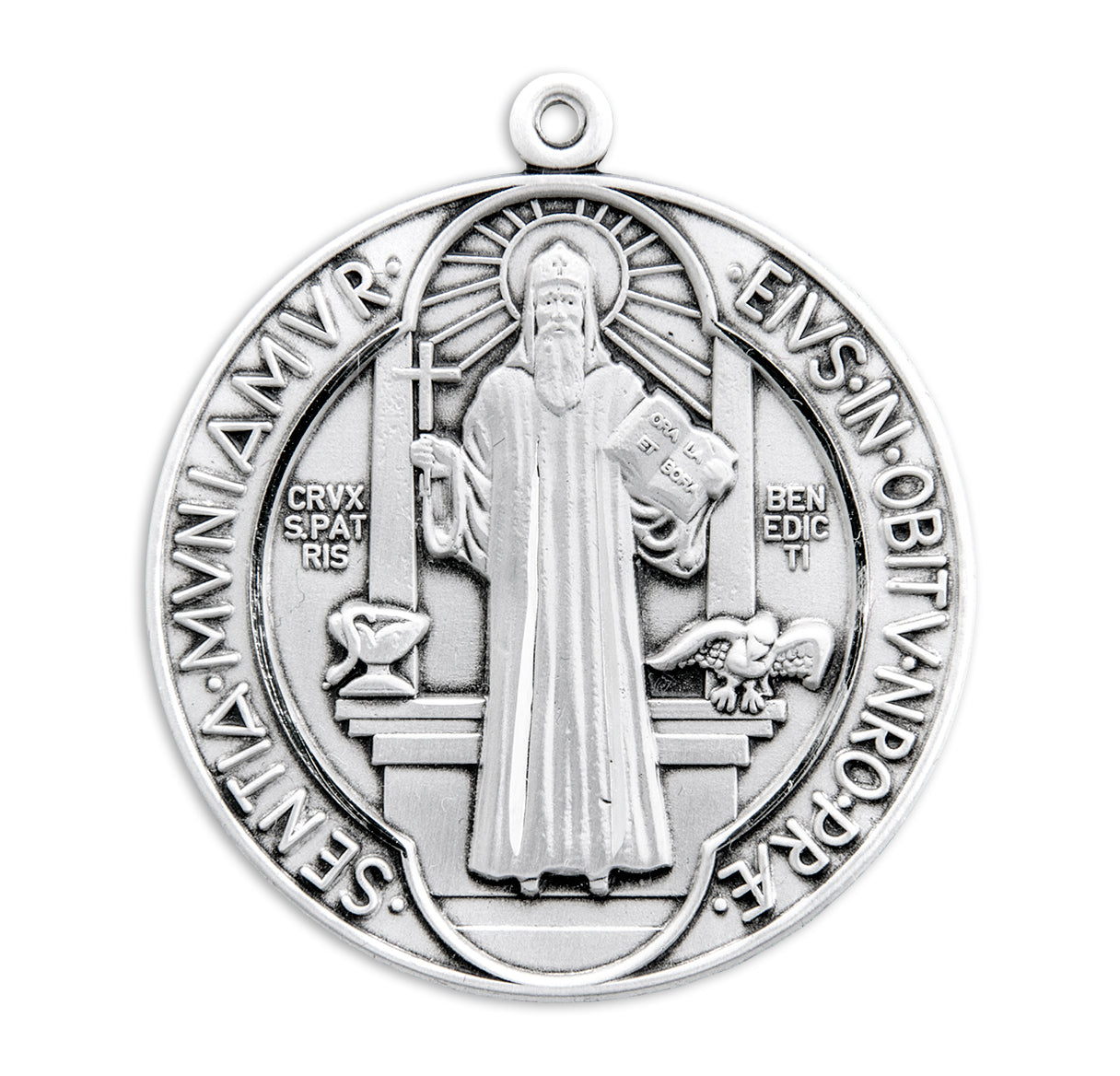 Sterling Silver Large St. Benedict w/24" Ch-Bxd