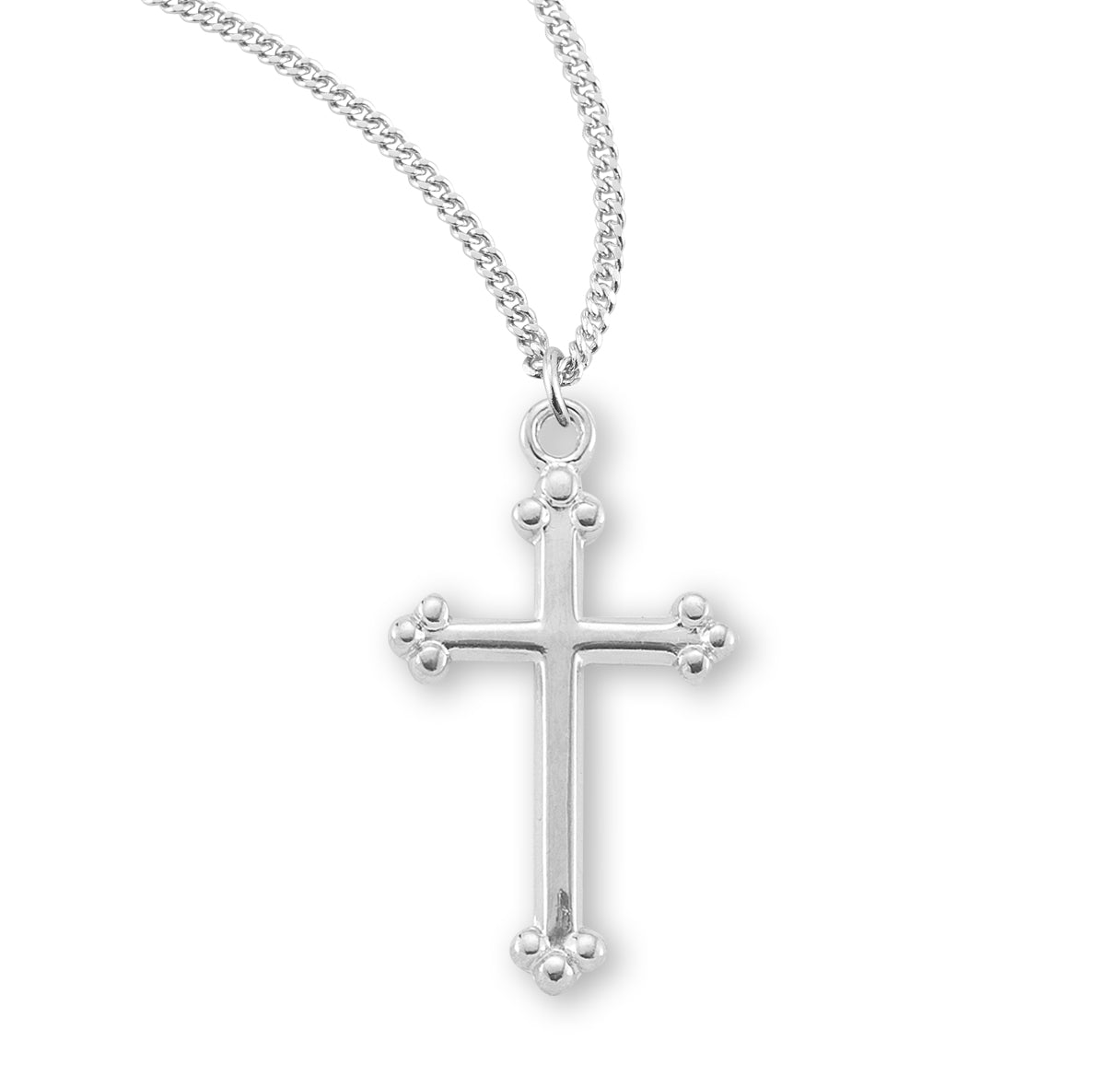Sterling Silver Small Budded Cross on an 16" Chain-Boxed