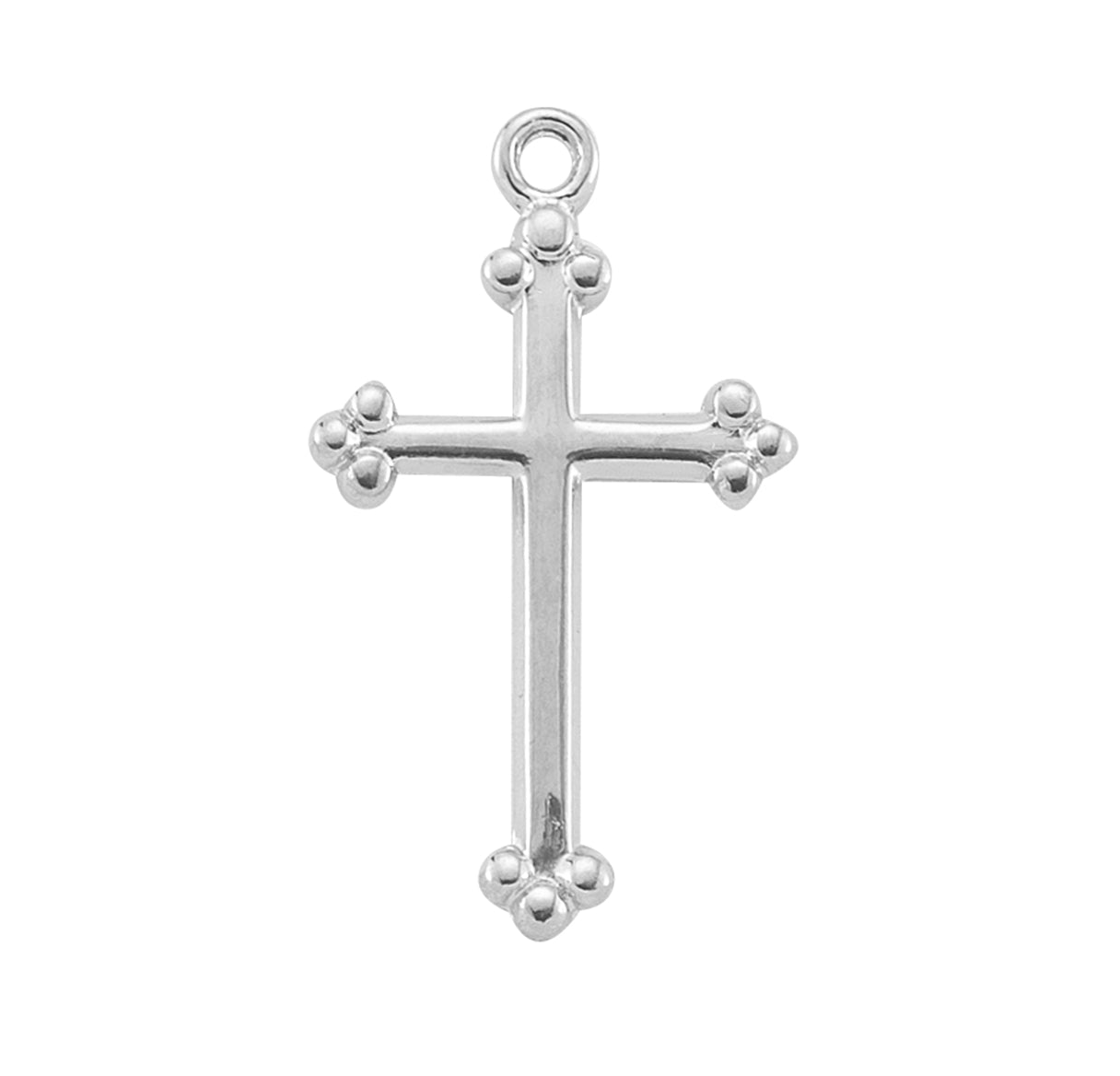 Sterling Silver Small Budded Cross on an 16" Chain-Boxed