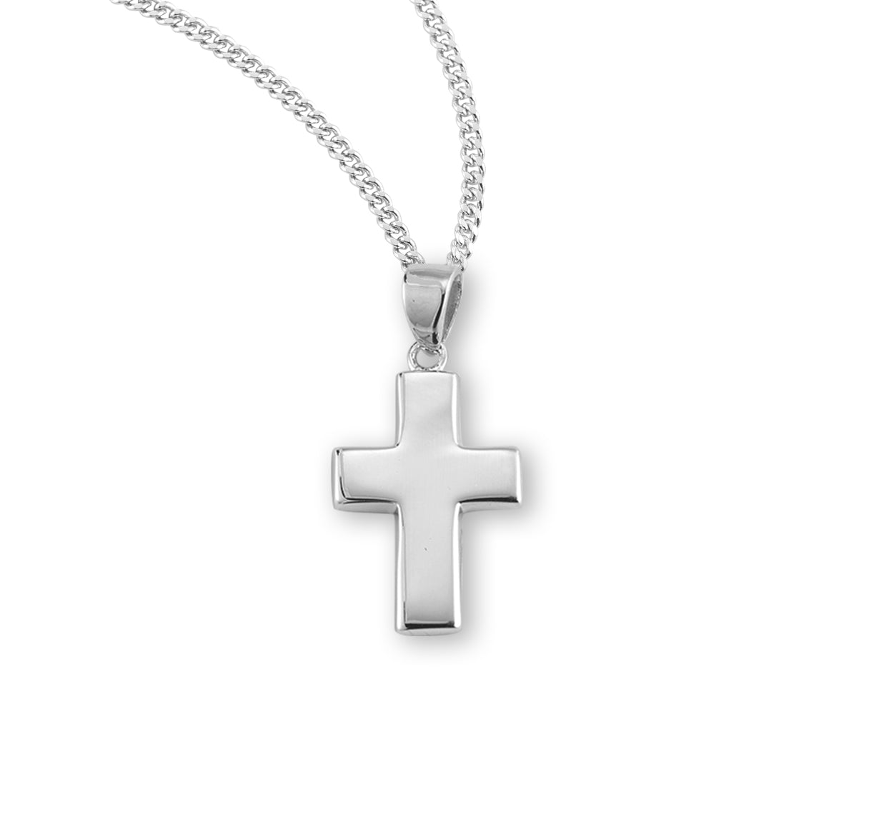 Sterling Silver Small Plain Cross 20" Ch-Bxd