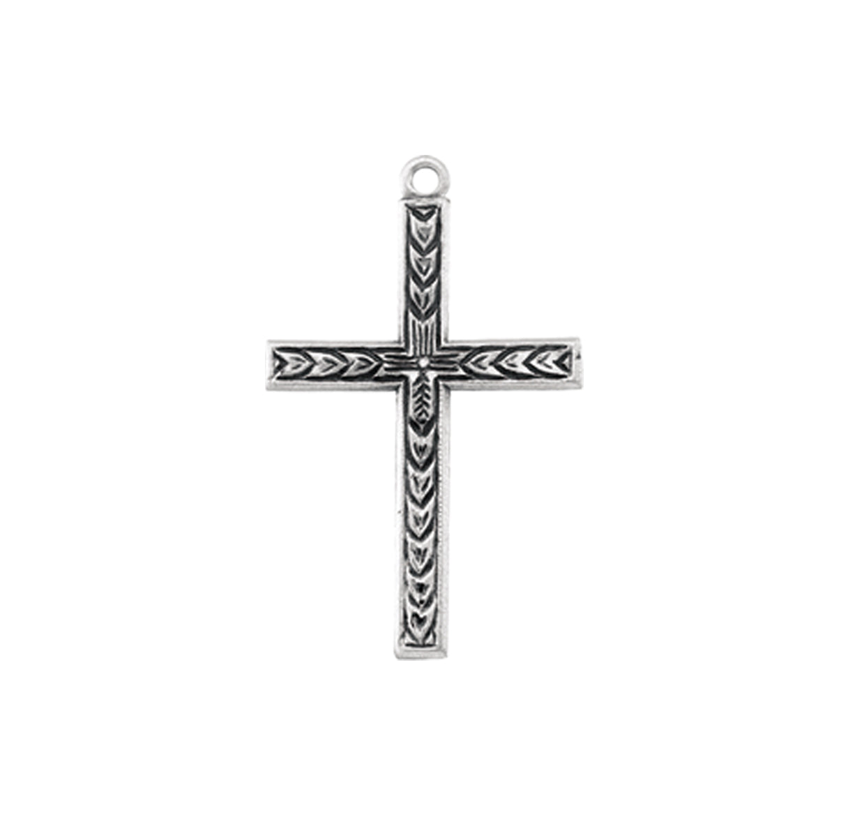 Sterling Silver Cross w/Leaf Design 20" Ch-Bxd