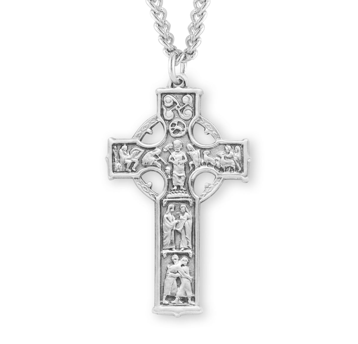 Sterling Silver Lrg Celtic Cross 30" Ch-Bxd
