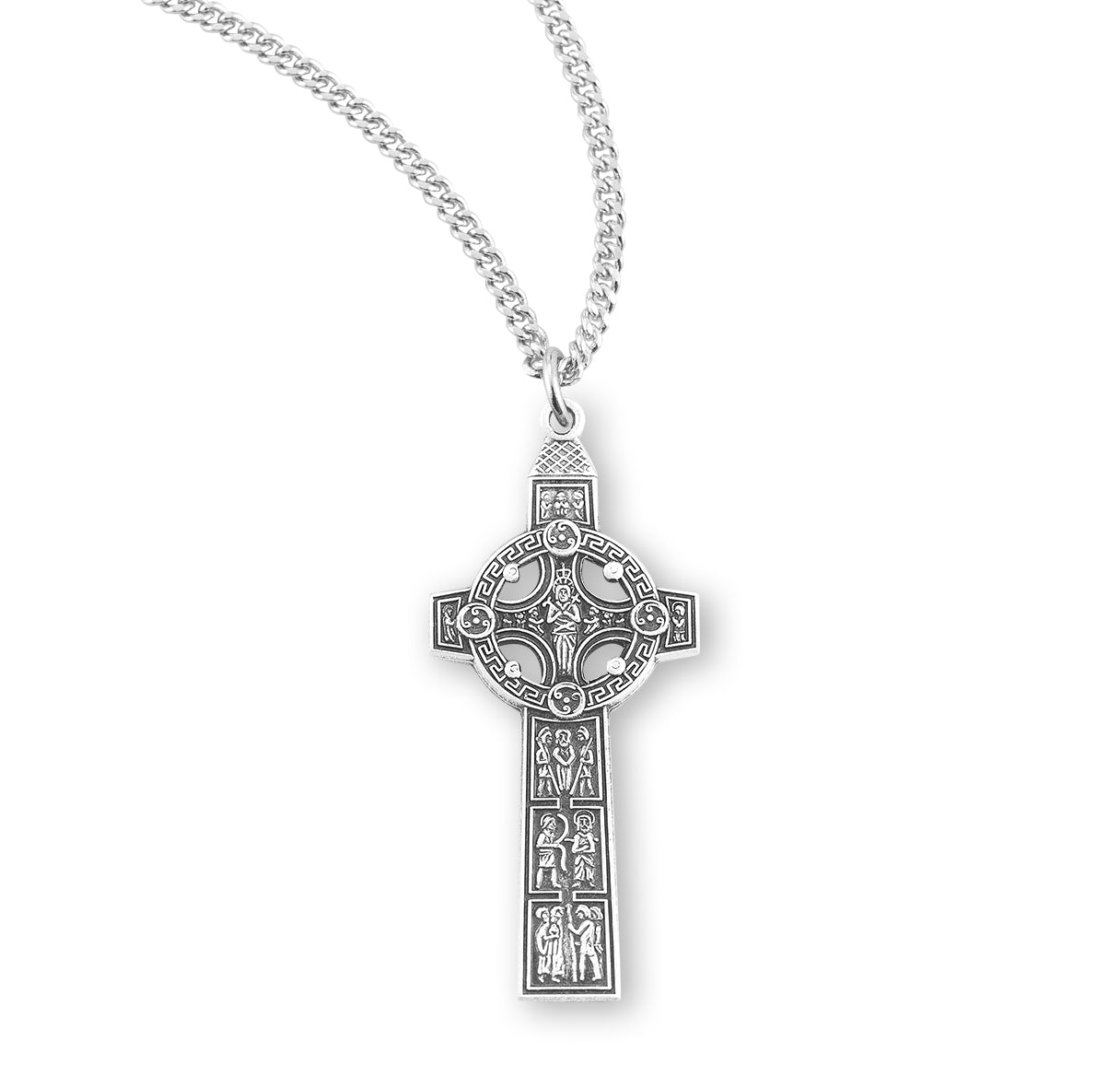 Sterling Silver Med Celtic Cross 20" Ch-Bxd