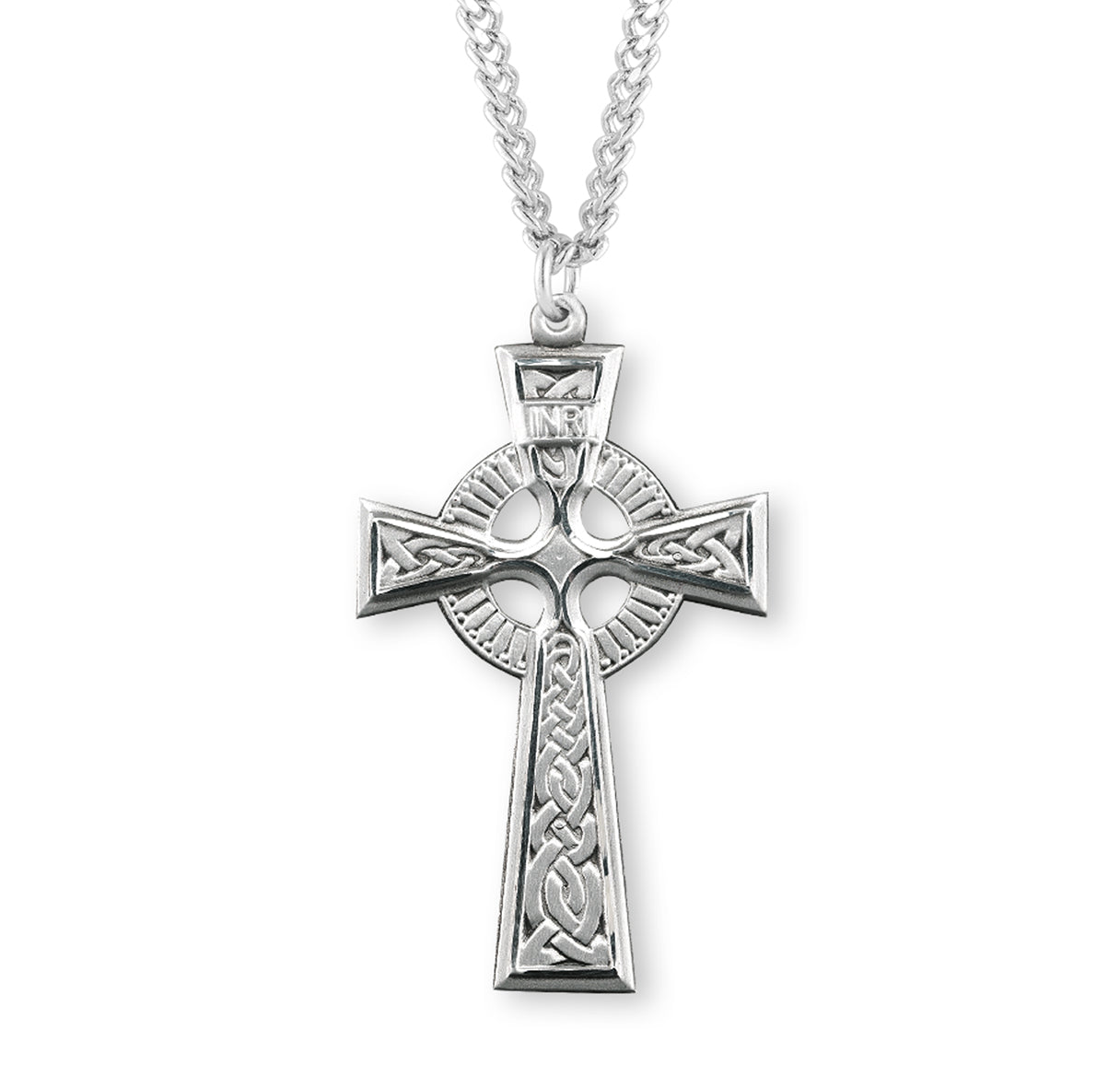 Sterling Silver Medium Celtic Cross w/24" Ch-Bxd
