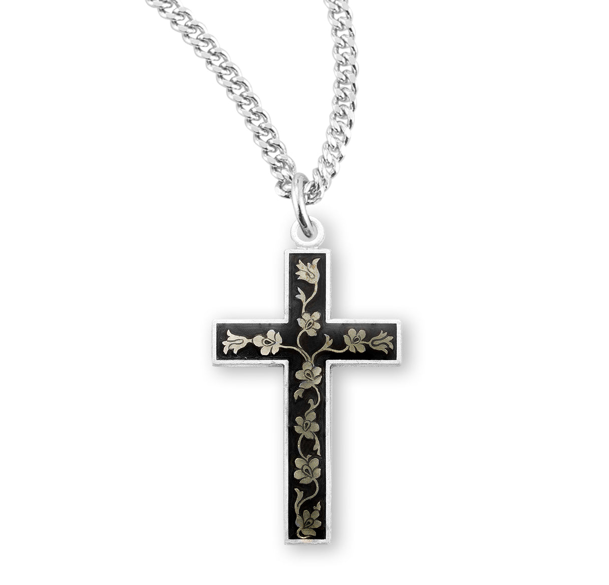 Black Epoxy Sterling Silver Cross