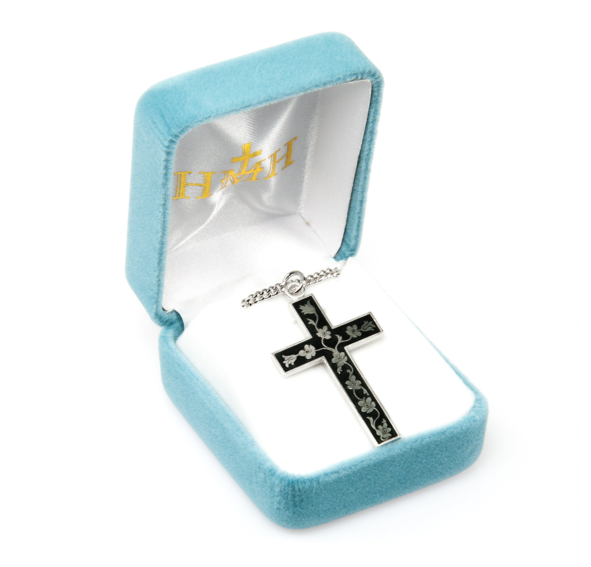 Black Epoxy Sterling Silver Cross