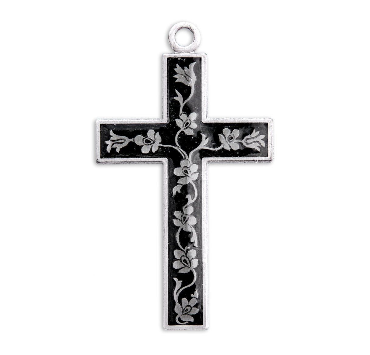 Black Epoxy Sterling Silver Cross