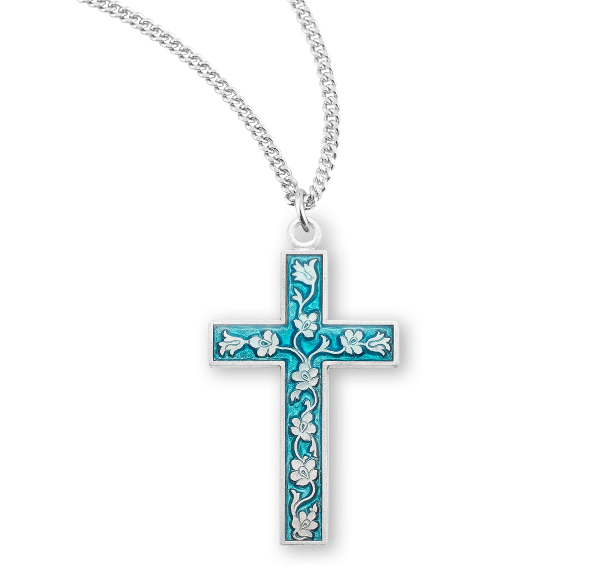 Blue Epoxy Sterling Silver Cross