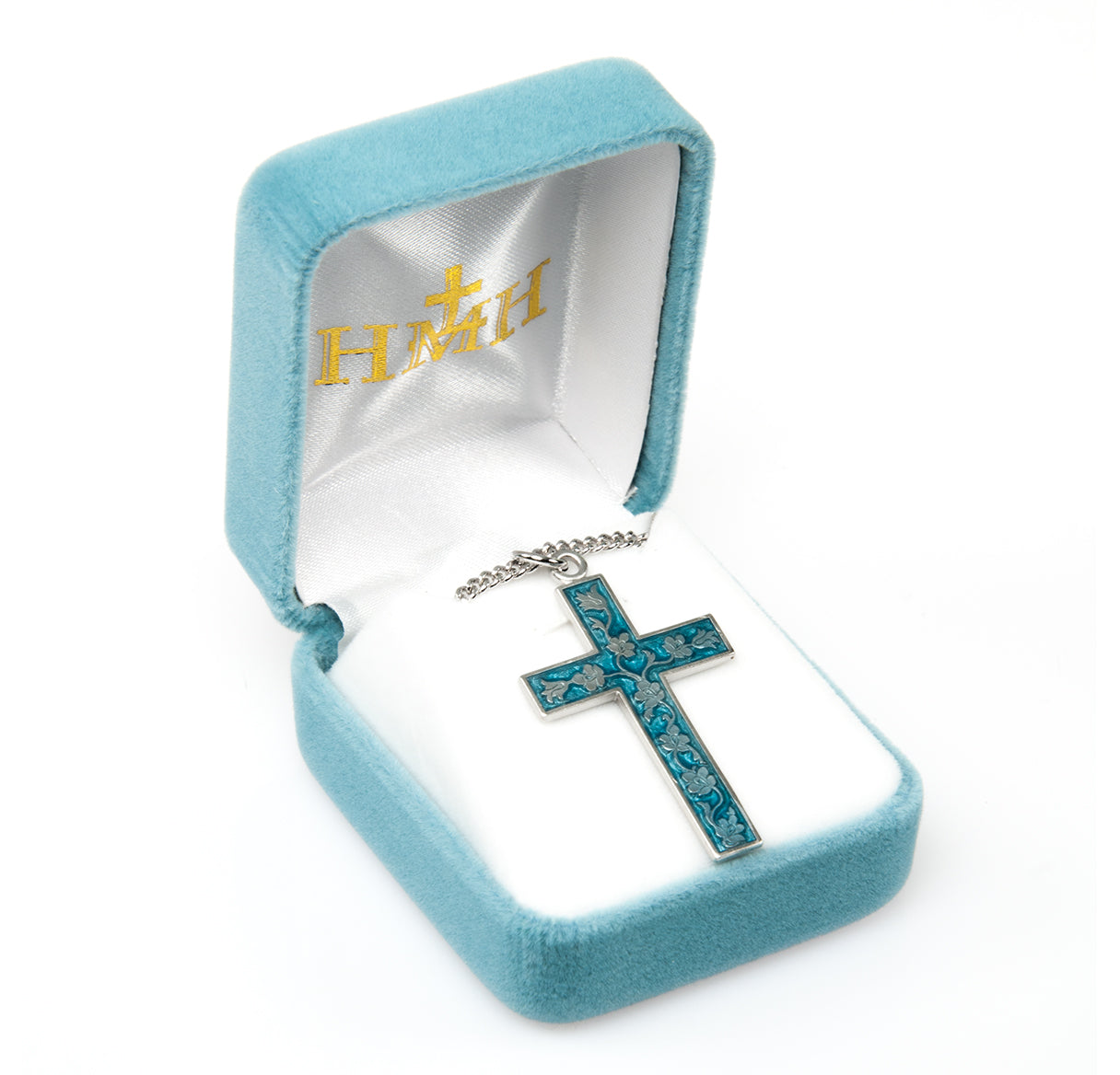 Blue Epoxy Sterling Silver Cross