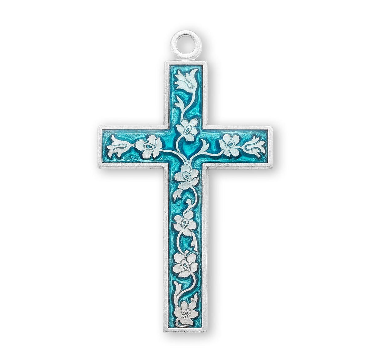Blue Epoxy Sterling Silver Cross