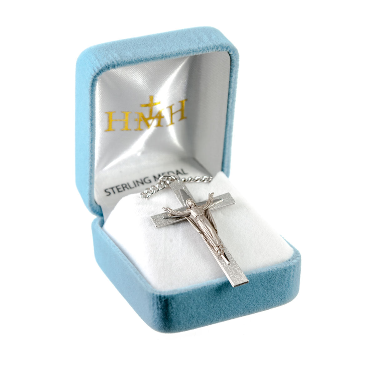Sterling Silver Risen Christ Two Piece Cross, 20" Ch-Bxd