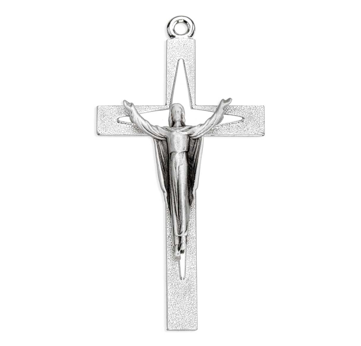 Sterling Silver Risen Christ Two Piece Cross, 20" Ch-Bxd