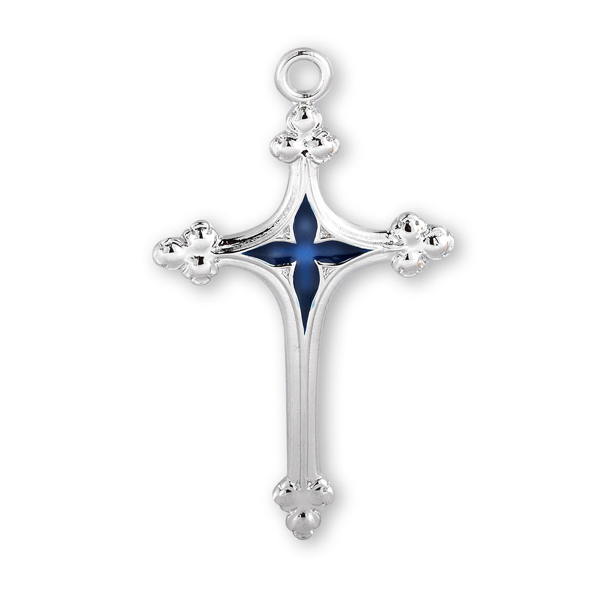 Sterling Silver Cross with Blue Epoxy Center