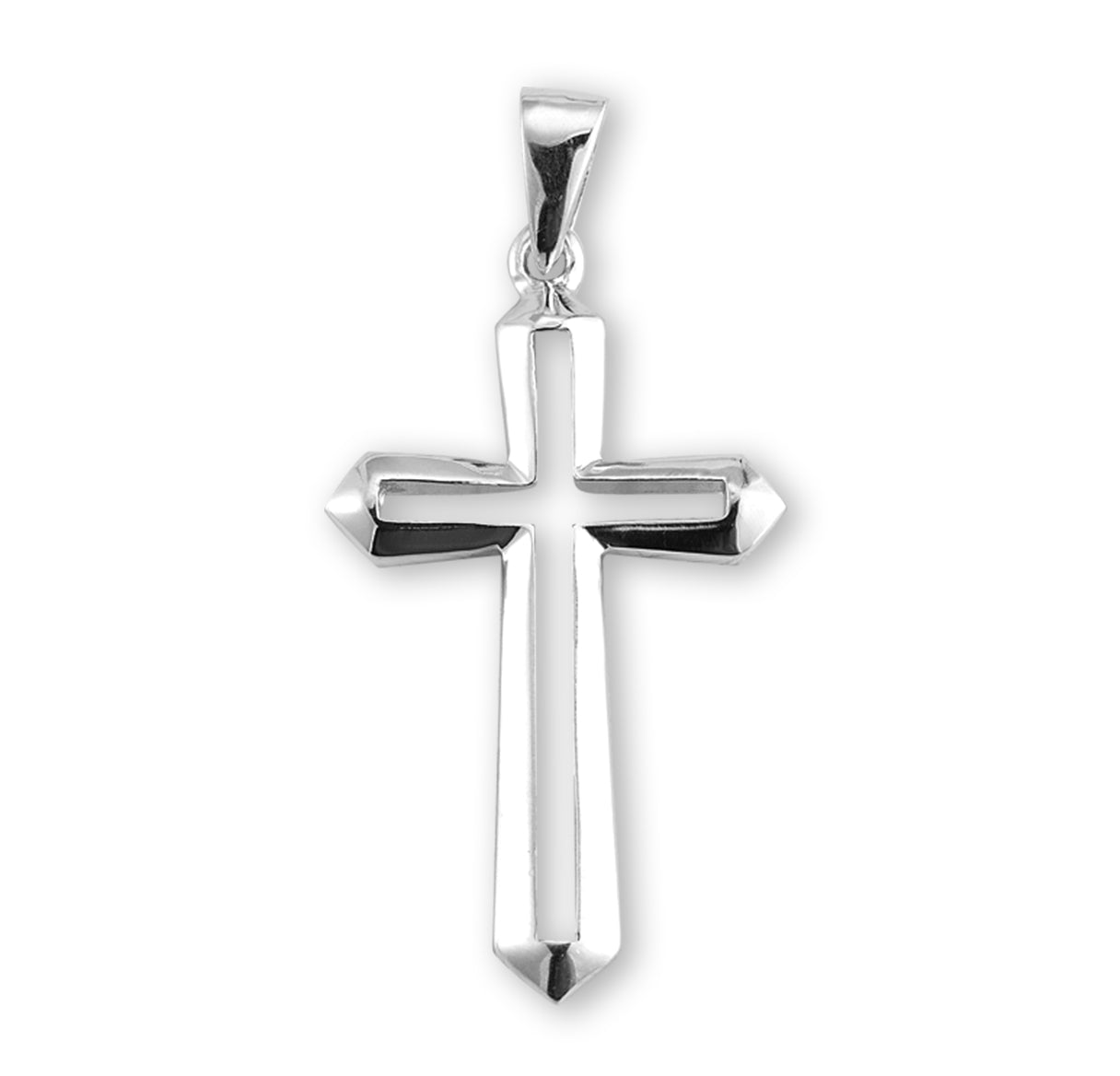 Sterling Silver Medium Cut-Out Cross 16" Ch-Bxd
