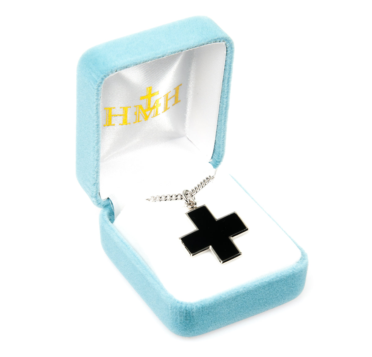 Wide Sterling Silver Black Epoxy Cross