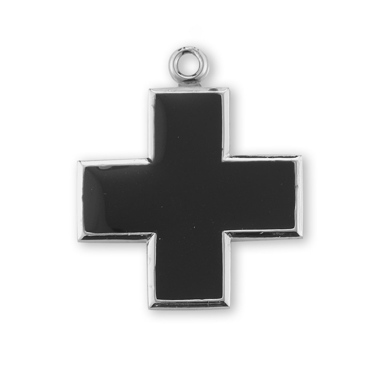 Wide Sterling Silver Black Epoxy Cross