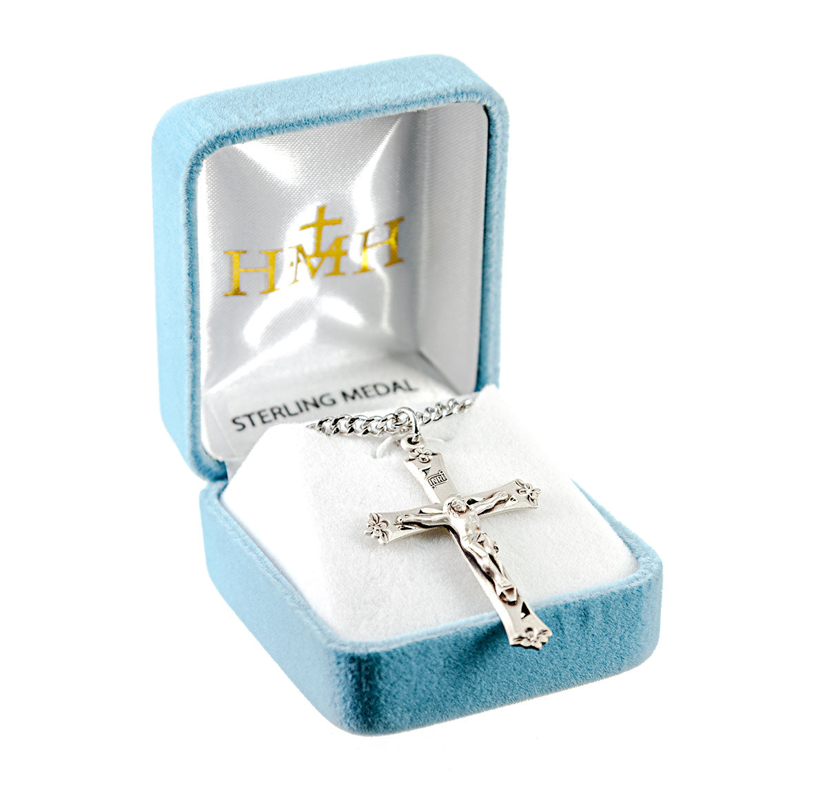 Sterling Silver Flower Tipped Crucifix