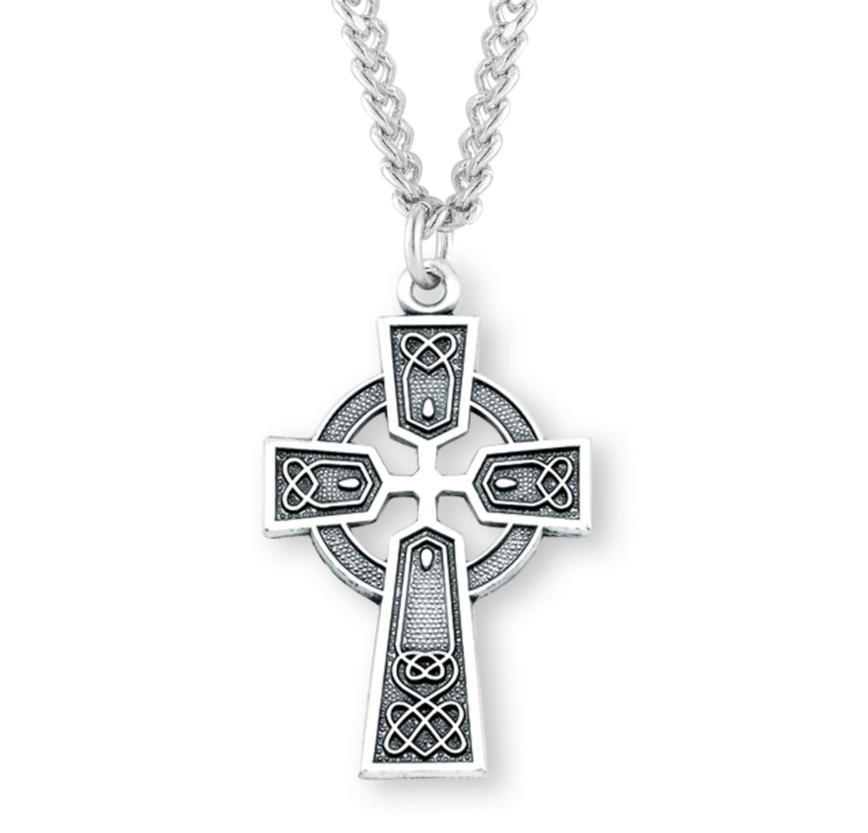 Sterling Silver Large Celtic Cross 18" Ch-Bxd
