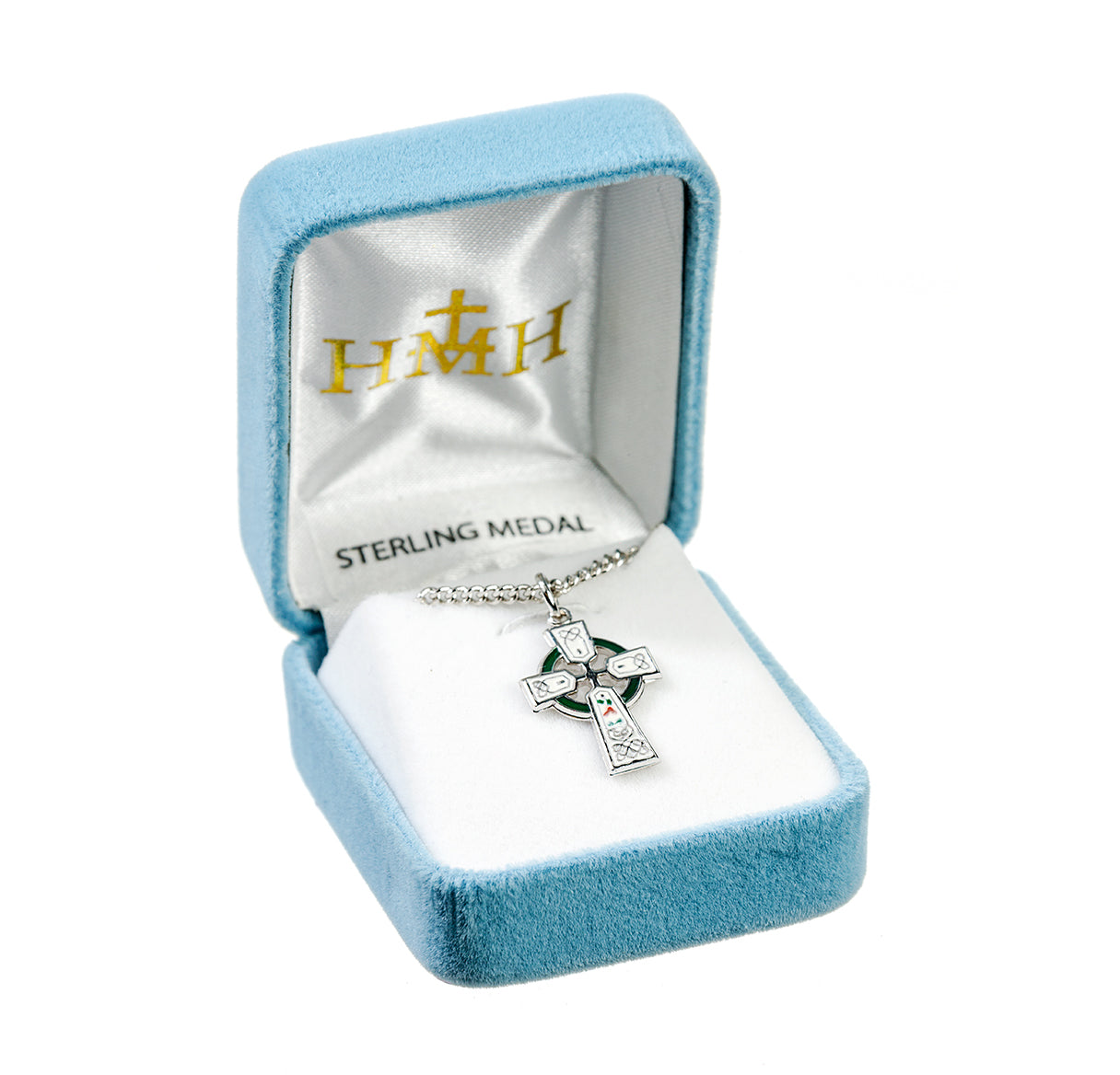 Sterling Silver White Epoxy Irish Celtic cross