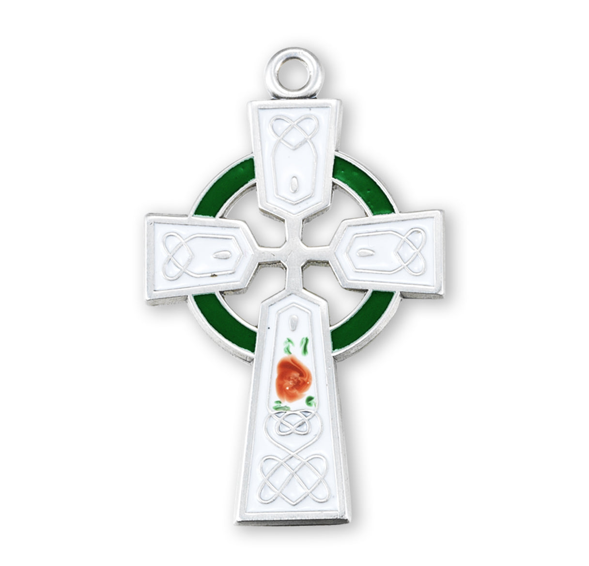 Sterling Silver White Epoxy Irish Celtic cross