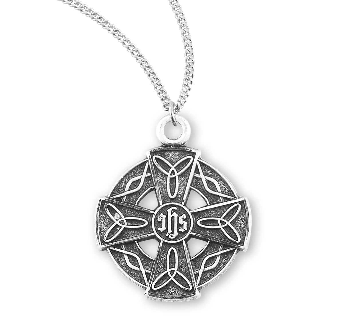 Sterling Silver Small Round Celtic Cross-*18"(Thin)-Ch-Bxd