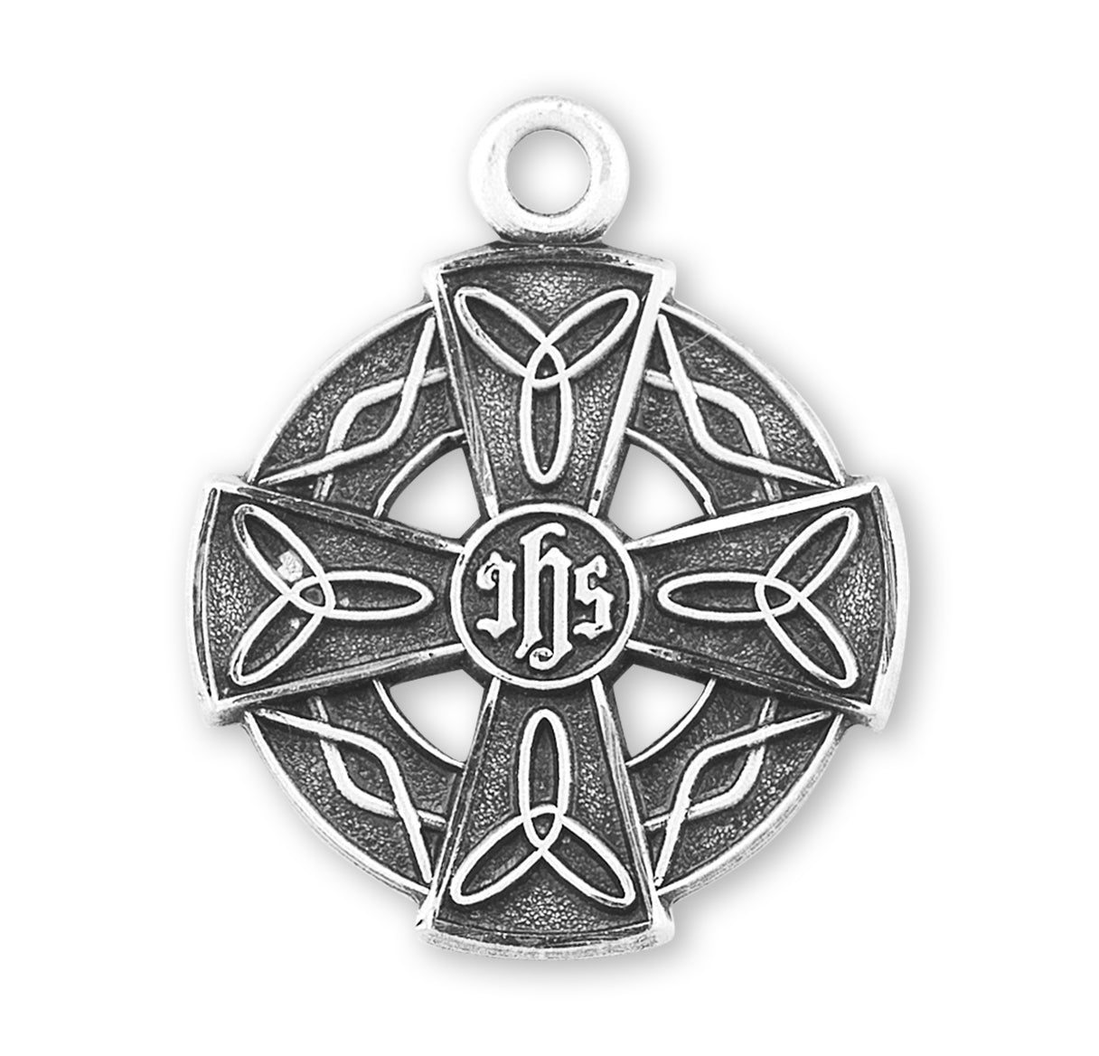 Sterling Silver Small Round Celtic Cross-*18"(Thin)-Ch-Bxd