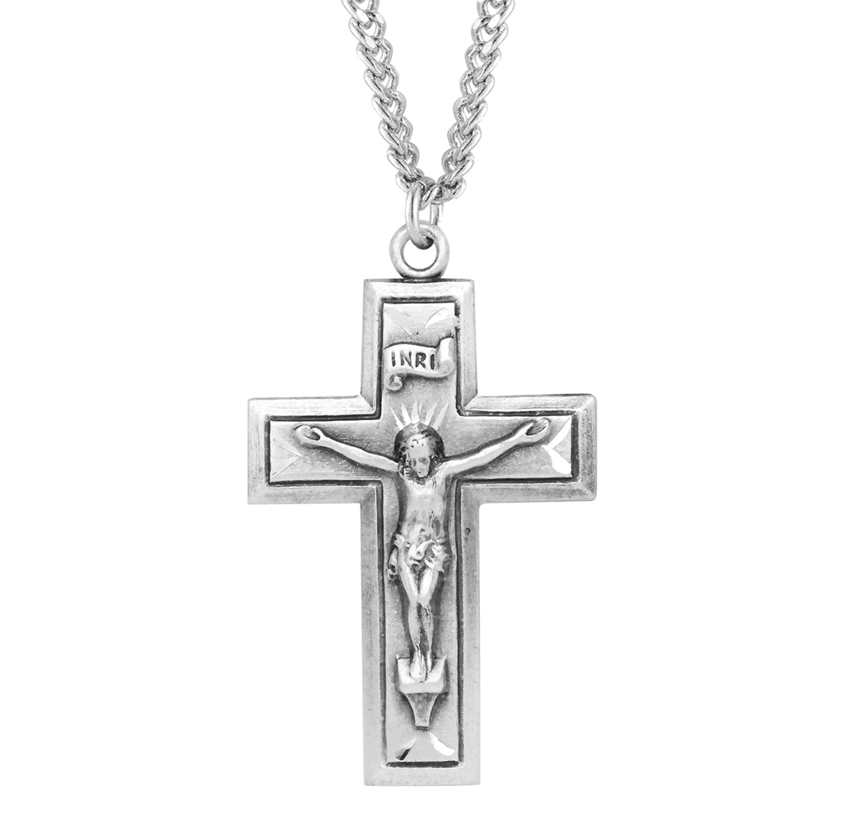 Sterling Silver Plain Cfx w/Border 20" Ch-Bxd