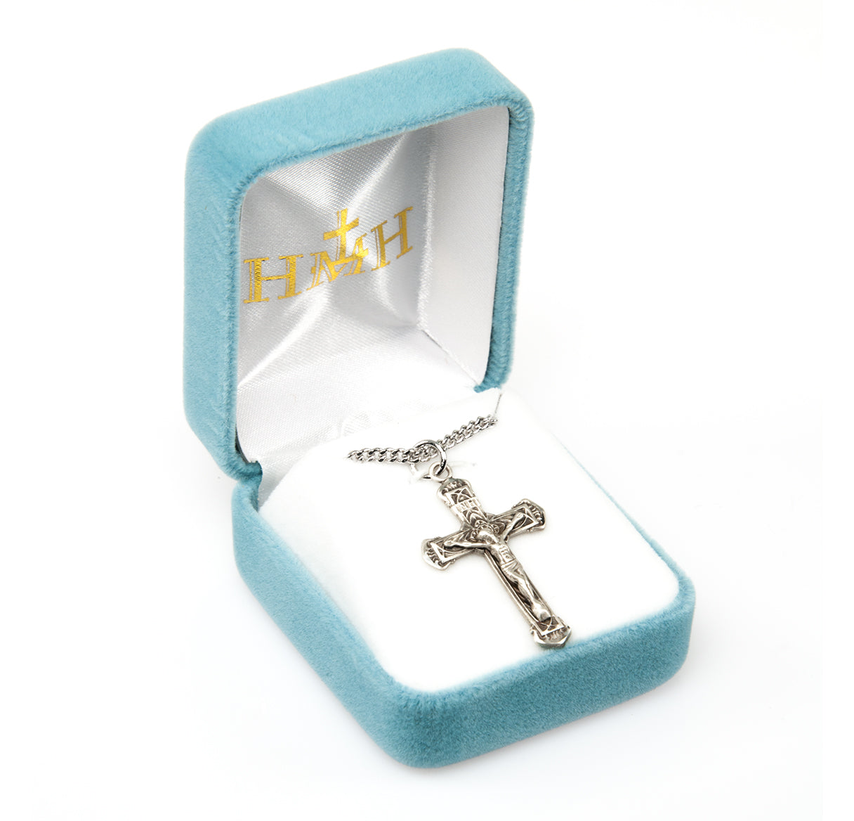 Intricate Lined Sterling Silver Crucifix