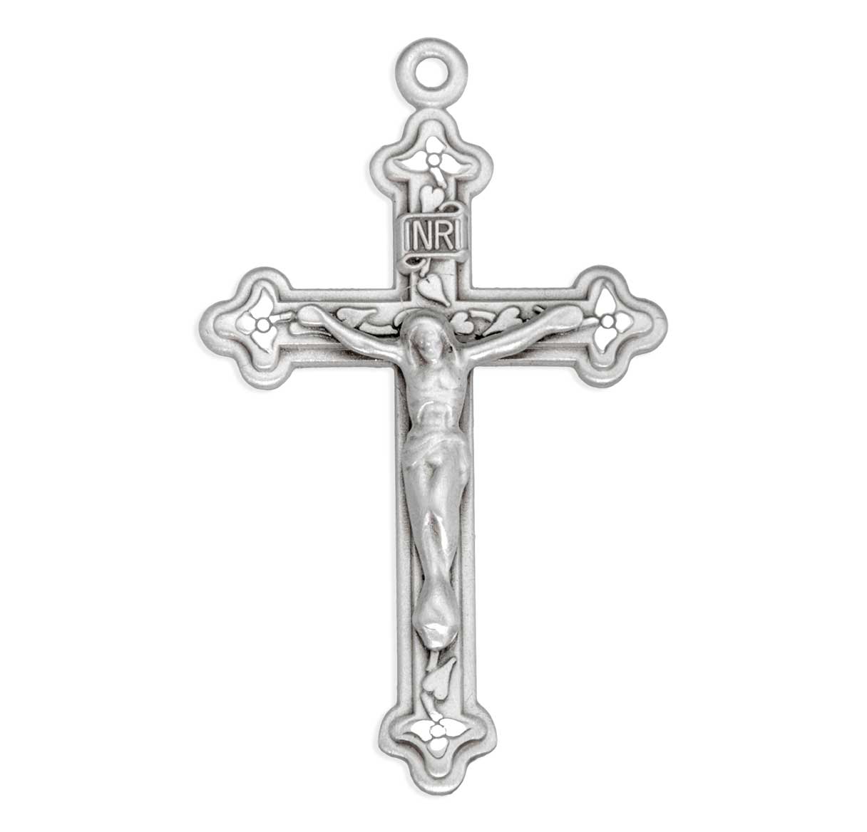 Sterling Silver Med Vine Design Cross 18" Ch-Bxd