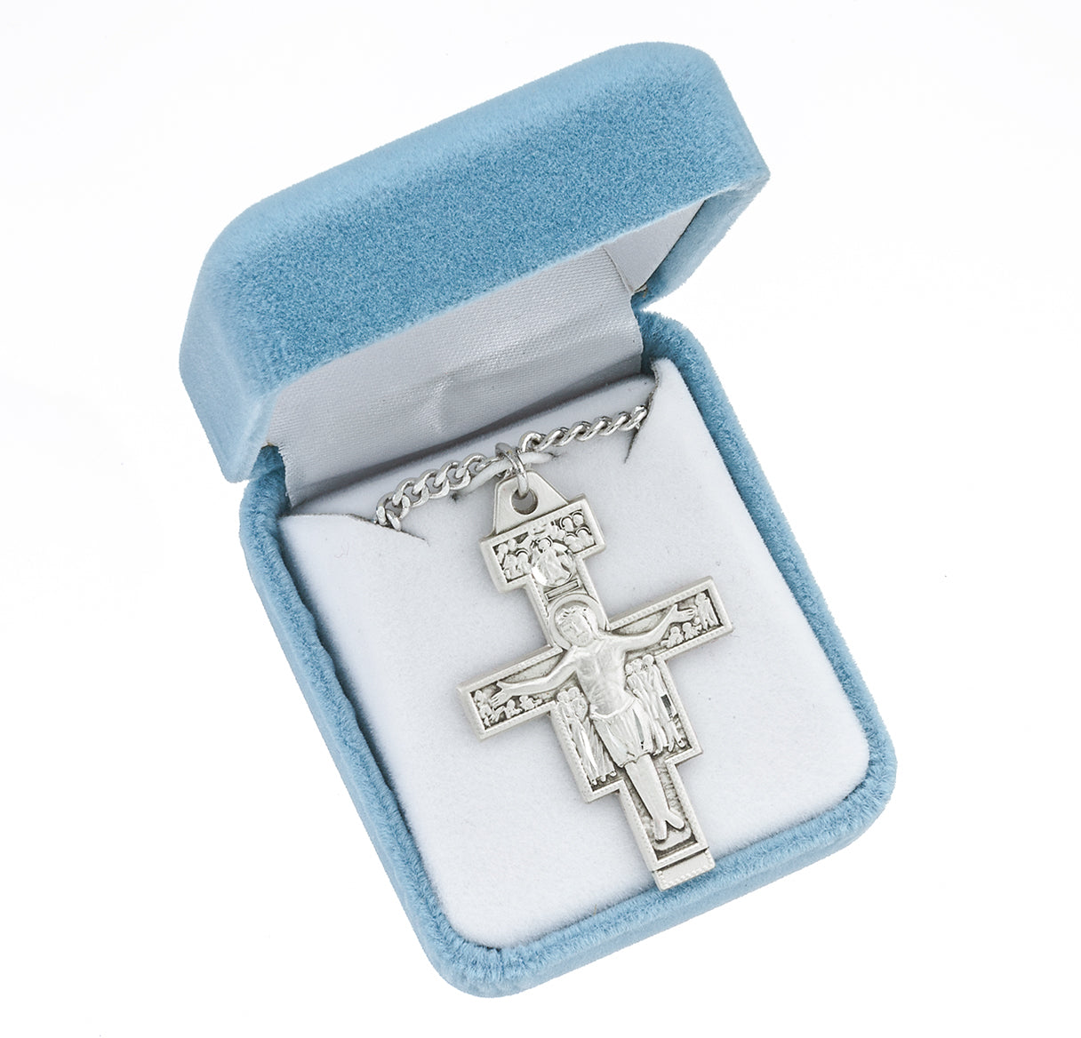 Sterling Silver Ex Lg San Damiano Cross W/ Prayer on Back- 24" Ch-Bxd