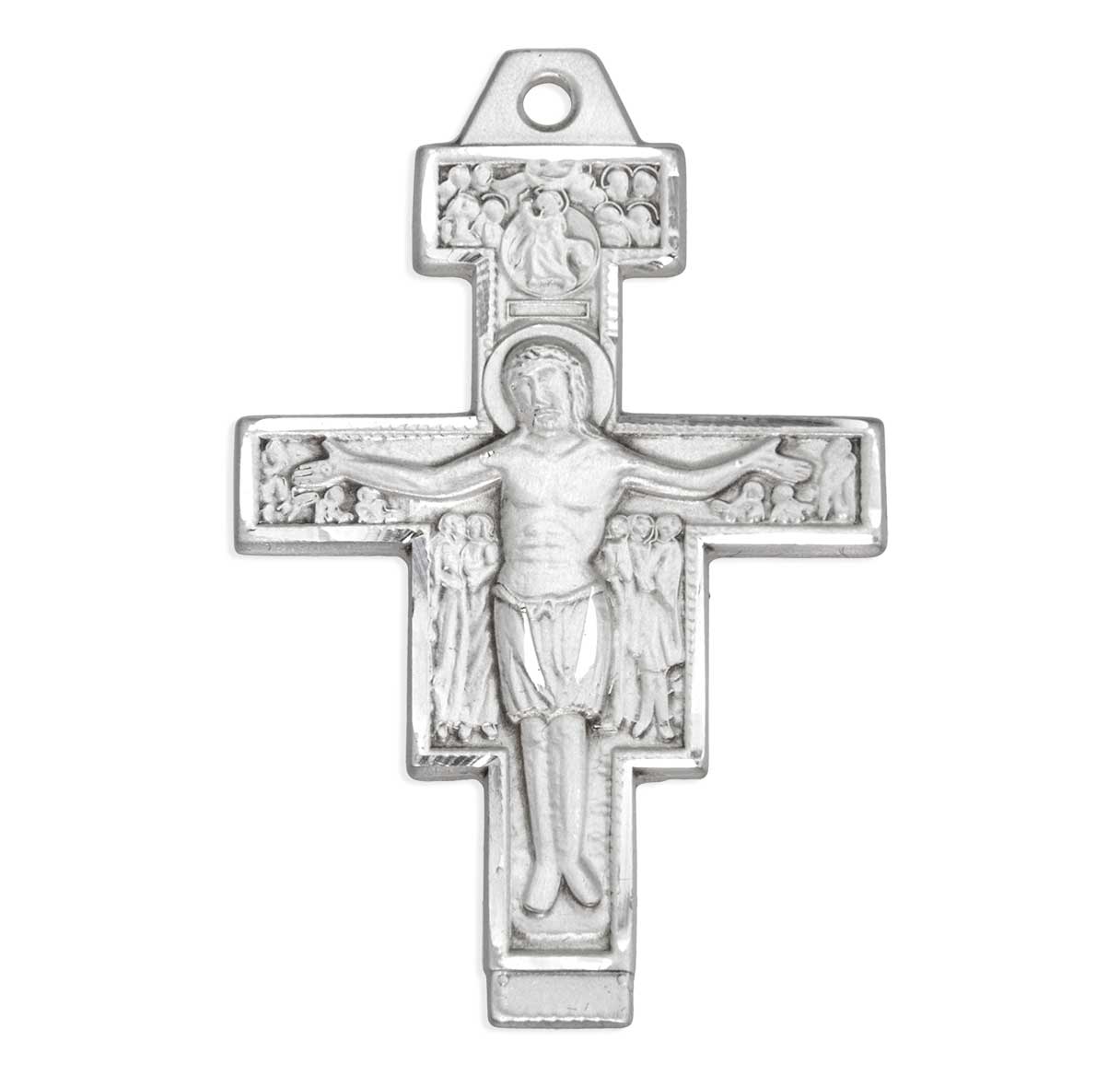 Sterling Silver Ex Lg San Damiano Cross W/ Prayer on Back- 24" Ch-Bxd